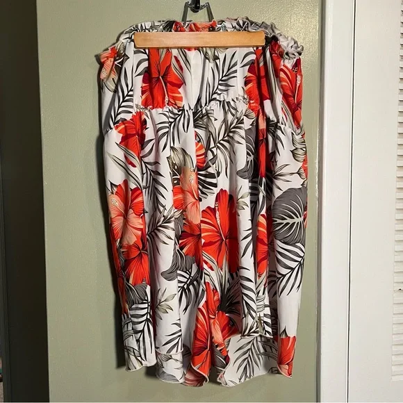 Shein Curve Strapless Romper White Orange Tropical Floral 2XL - Picture 7 of 11